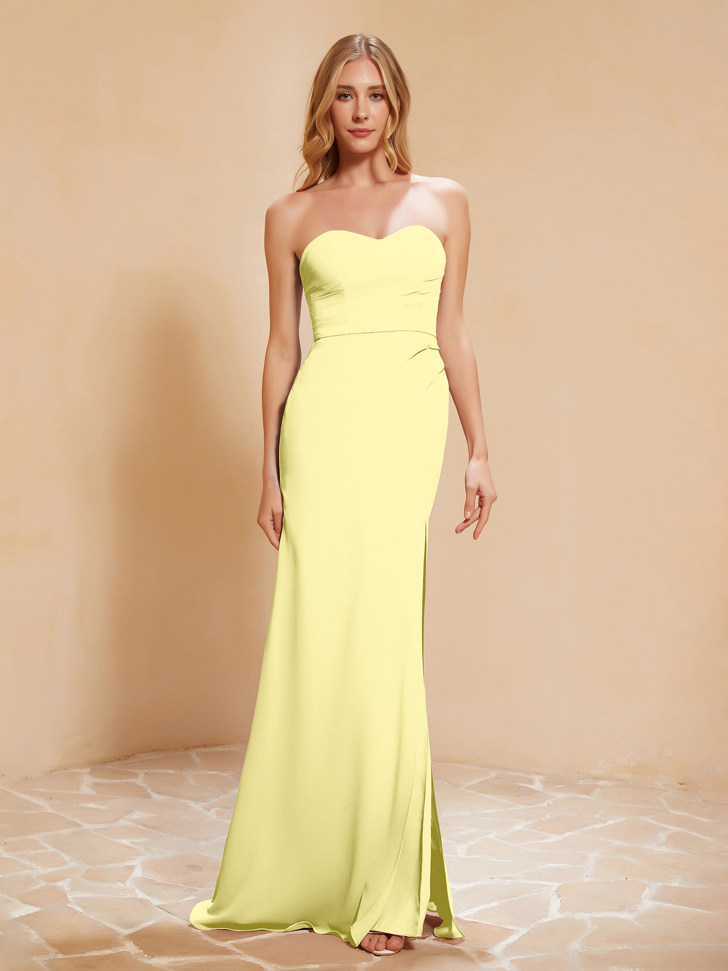 Sweetheart Sheath Chiffon Dress With Slit Daffodil